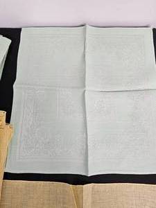 lot 269 image: Vintage Embroidered Tablecloth w 4 Napkins, Vintage Embroidered Yellow Linen 12 Napkin Set & More
