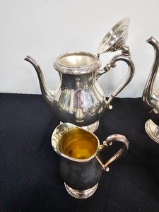 lot 45 image: Camille International Silver Company Coffee, Tea, Sugar & Creamer as is