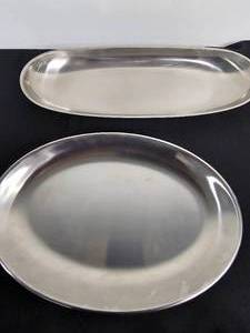 lot 52 image: VTG Mega Meat Fork Carving Tool Silverplate Mid-Century, Effepi 3 Inox 1810 Italy Tray 13.5 x 5, Silver Plated Tray Made in Sweden 11 x 8