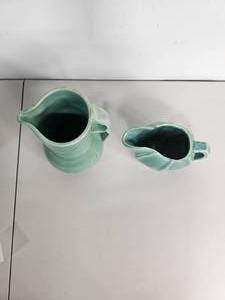 lot 201 image: Two Unmarked Turquoise Pottery Pitchers