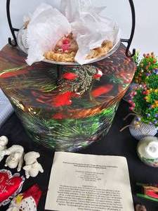 lot 84 image: 4 Red Napkins w Rings, Assortment of Ornaments, PieLites Candle Gift Set NIB, Misc Snowbabies (set incomplete) & More