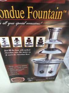 lot 115 image: Stainless Steel Fondue Fountain NIB and Electric Chip and Dip Serving Tray New wo Box