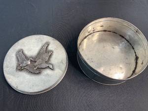 lot 223 image: 12 Pewter Mini Figures and Decorative Cannister Container