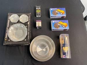 lot 120 image: 2 VTG Metal Hostess Sets, Pair of Binoculars NIB, Cork Screw Opener w Refills NIB