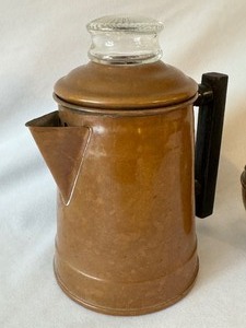 lot 27 image: Two Vintage Copper Items including Vintage Copper TeaCoffee Kettle