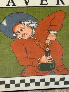lot 117 image: Fun Vintage Framed Linen Chownings Tavern