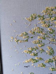 lot 15 image: Framed Vintage Needlepoint Falling Leaves Birch Tree
