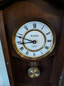 lot 67 image: Mahogany Bulova Wall Clock