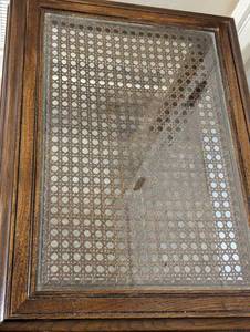 lot 73 image: Vintage Glass and Cane Top Side Table