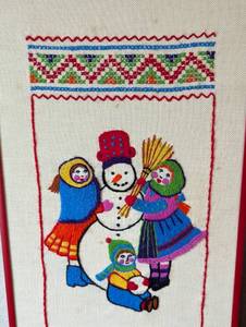 lot 90 image: Pair of Framed Vintage Christmas Needlepoints