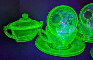 lot 22B image: Indiana Glass Horseshoe Uranium Teacup Set