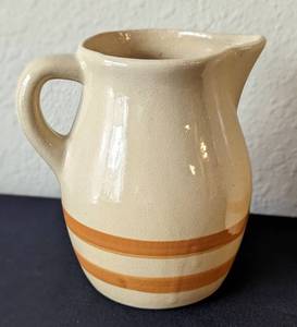lot 132 image: Vintage Striped Stoneware Pitcher, Bowl and Jug