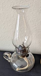 lot 138 image: Pair of Glass Oil Lamps