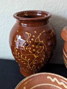 lot 167 image: Decorative Glazed Redware Pottery