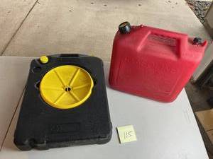 lot 115 image: Wedco 5-Gallon Gas Can and Oil Drip Pan
