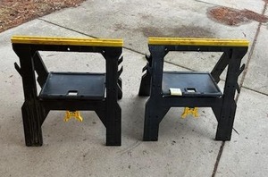 lot 117 image: Pair of Plastic Saw Horses in Used Condition