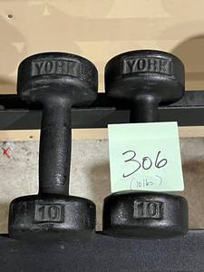lot 306 image: York Metal 10lbs. Dumbbells (Like New)