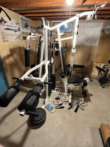 lot 310 image: Multi Sports MGVS Four Station Dual Stack Gym w Accessories (Excellent Condition) - $1,295 MSRP