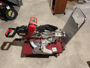 lot 400 image: Craftsman Professional 10 Sliding Compound Miter Saw w Laser and Metal Rolling Cart (Nice Condition)