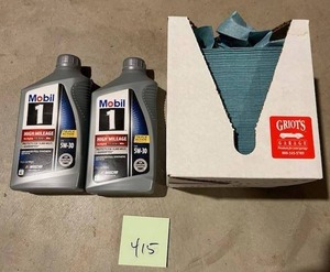 lot 415 image: 5W-30 Oil (New) with Shop Towels