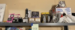 lot 448 image: Top Shelf Contents - New Respirator Masks, Master Locks, Shop Rags and More