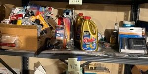 lot 449 image: Shelf Contents - Door Chime, Liquid Plumr, Furniture Care and More