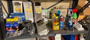 lot 450 image: Shelf Contents - New Vent Registers, Cleaning Supplies, Velcro and More