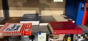 lot 451 image: Shelf Contents - Vintage Cadillac Service Manuals and Brochures