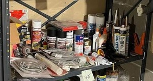 lot 455 image: Shelf Contents - BathroomKitchen Sink Supplies, Wall Anchors, and More