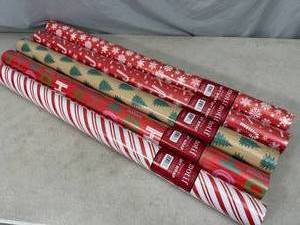 lot 14 image: 5 New Rolls of Premium Christmas  Holiday Gift Wrap  Wrapping Paper
