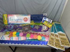 lot 19 image: Large Lot of Classroom Pocket Charts, Decoration, Banners, Etc.