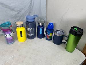 lot 34 image: 7 New Tumblers  Water Bottles - Scuffed