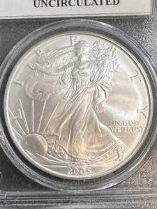 2005 AMERICAN SILVER EAGLE PCGS GEM BU