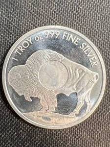 1 TROY OZ .999 FINE SILVER BUFFALO INDIAN ROUND