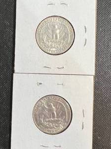 2 US WASHINGTON QUARTERS 1964 1964-D BU