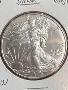 2019 AMERICAN SILVER EAGLE 1 TROY OZ .999 FINE SILVER