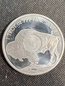 1 TROY OZ .999 FINE SILVER BUFFALO INDIAN ROUND