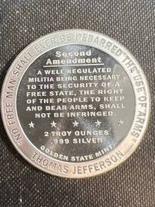 2 TROY OZ .999 FINE SILVER 2ND AMENDMENT ROUND