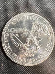 1 TROY OZ .999 FINE SILVER 1985 AMERICAN PROSPECTOR ENGELHARD ROUND