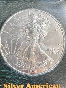 1999 AMERICAN SILVER EAGLE 1 TROY OZ .999 FINE SILVER IN CASE