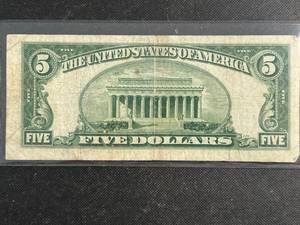 1953 US BLUE SEAL $5 SILVER CERTIFICATE