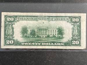 1934 US GREEN SEAL $20 FEDERAL RESERVE NOTE