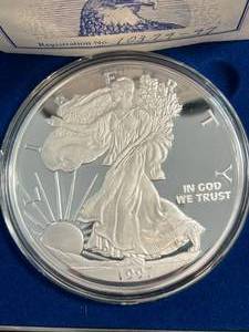 1997 � POUND AMERICAN SILVER EAGLE 8 TROY OZ .999 FINE SILVER