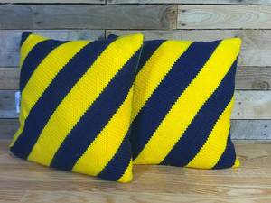 lot 44 image: Set of TWO (2) Rugby Stripe Toss Pillows - Rowing Blazers