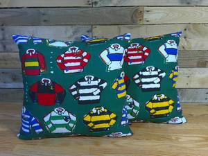 lot 45 image: Set of TWO (2) Rowing Blazers Rugby Shirt & Corduroy Throw Pillows