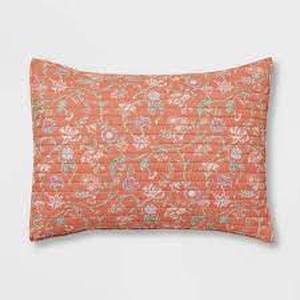 lot 48 image: Standard Floral Boho Reversible Printed Quilt Sham Bronze - Threshold