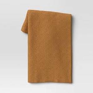 lot 7 image: Solid Chenille Knit Throw Blanket - Threshold - Dark Gold