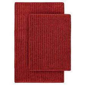 lot 25 image: 2pc Sheridan Plush Washable Nylon Bath Rug Set - Garland - Chili Pepper Red