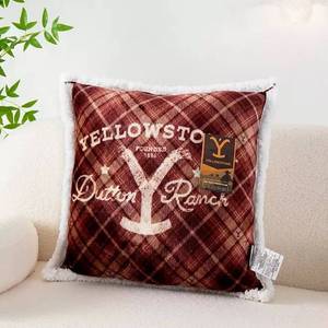 lot 42 image: TWO (2) Yellowstone Silk Touch Pillows With Sherpa Backs, 22 x 22, Dutton Tartan
