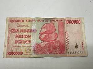 Genuine 100,000,000 Bill from Zimbabwe